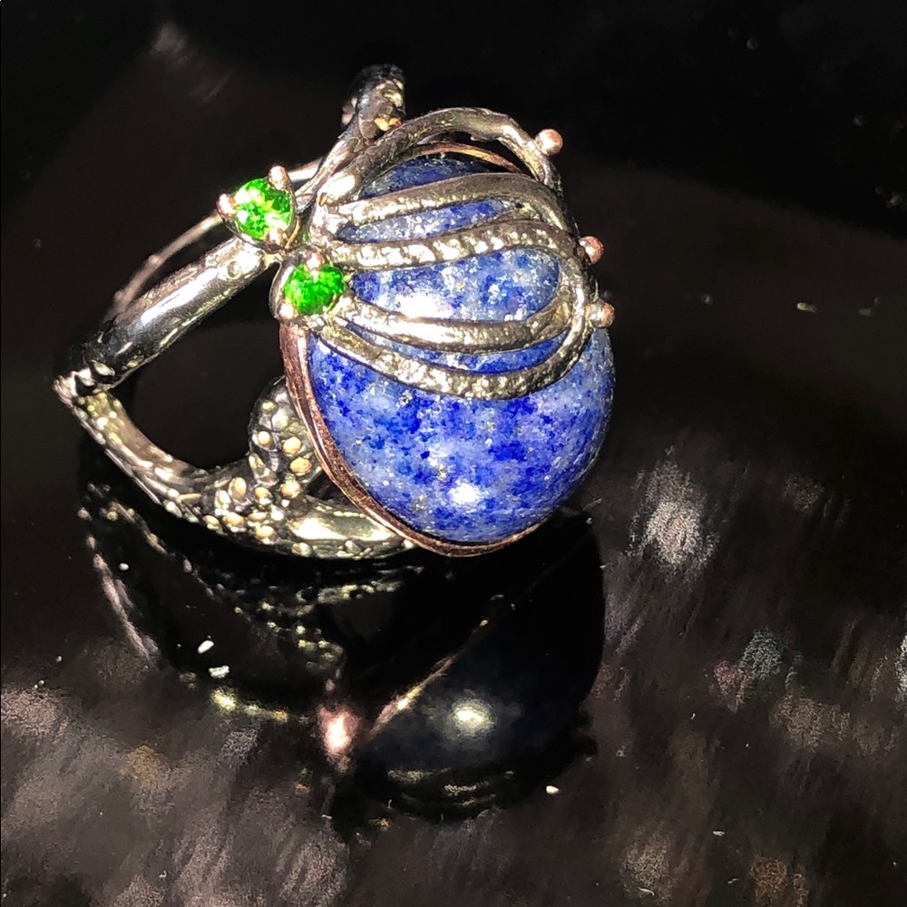 Unique Genuine Sodalite Sterling Silver Ring